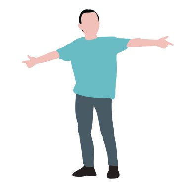 vektör, izole, çocuk düz stil, çocuk seviniyor