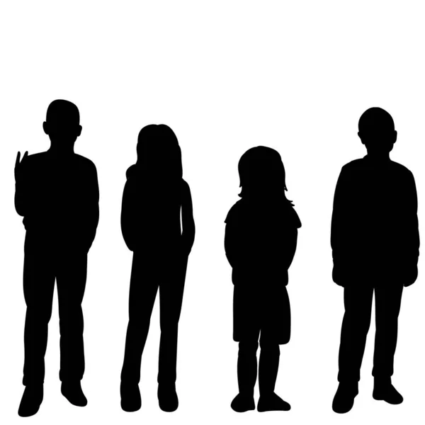 Vector Geïsoleerd Silhouet Groep Een Menigte Van Kinderen — Stockvector