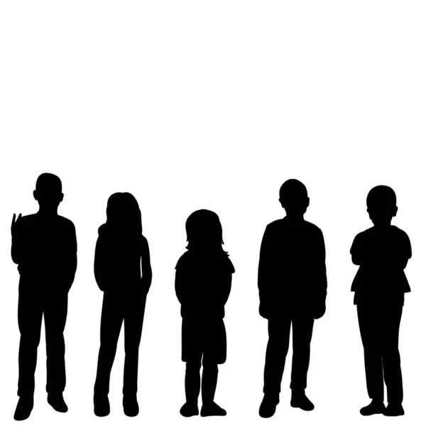 Vector Geïsoleerd Silhouet Groep Een Menigte Van Kinderen — Stockvector