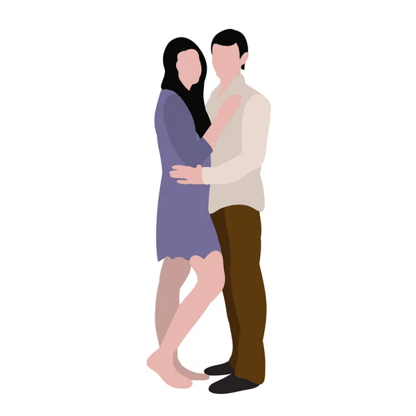 Isolated Flat Style Guy Girl Hugging — Stock Vector