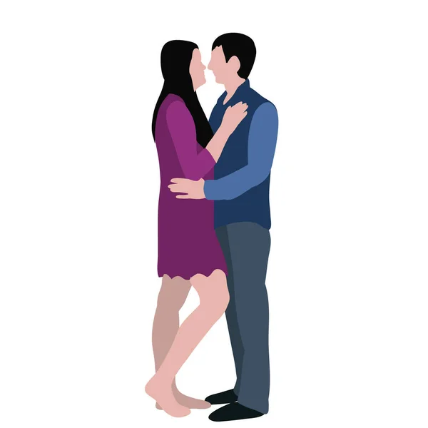 Isolated Flat Style Guy Girl Hugging — Stock Vector