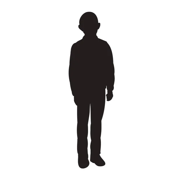 孤立的 一个人的轮廓 一个男孩站在那里 — 图库矢量图片