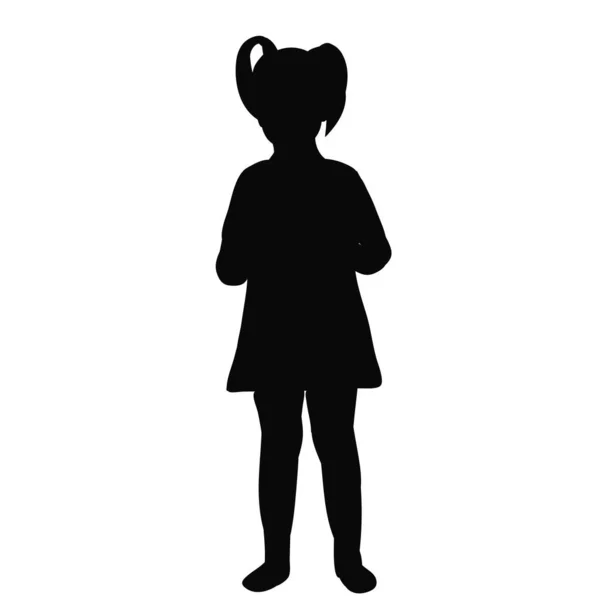 Isolement Silhouette Noire Enfant Fille — Image vectorielle