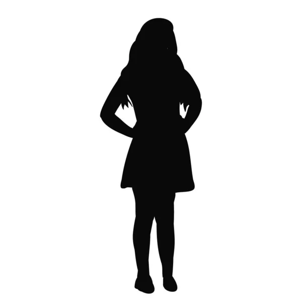 Vector Geïsoleerd Zwart Silhouet Meisje — Stockvector