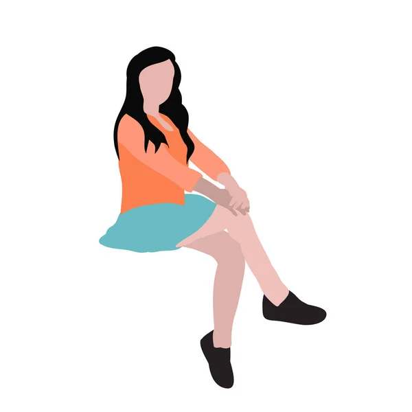 Aislado Estilo Plano Chica Sienta — Vector de stock