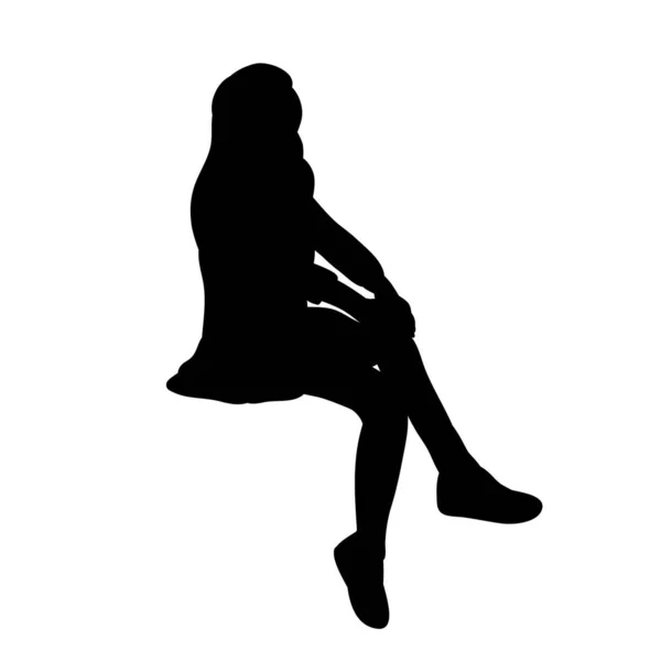 Vektor Isoliert Schwarze Silhouette Mädchen Sitzend — Stockvektor