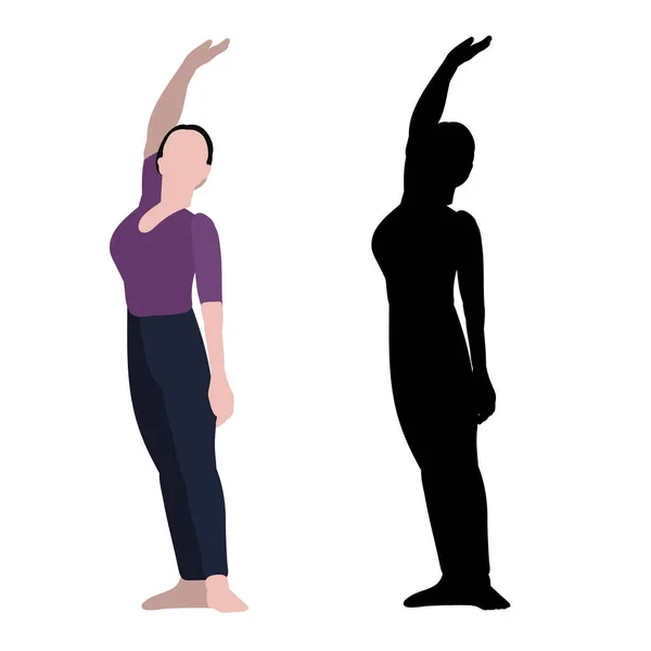 Silhouette Eines Kindes Und Eines Tanzenden Mädchens Flachen Stil — Stockvektor