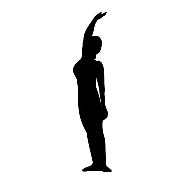 Vecteur Isolé Noir Silhouette Fille Dansant Magnifiquement — Image vectorielle