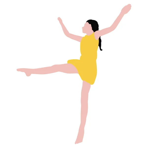 Vector Isolated Child Flat Style Girl Dances Face — Stock Vector