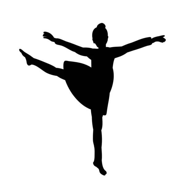 矢量孤立的黑色轮廓女孩跳舞 — 图库矢量图片