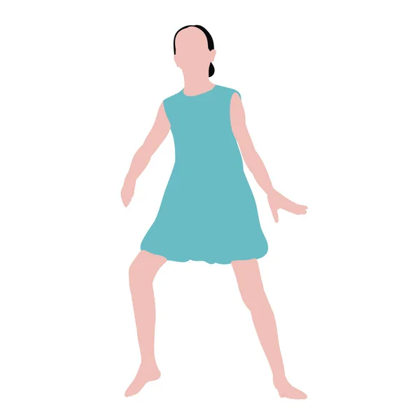 Dítě Plochém Stylu Dívka Tančí — Stockový vektor