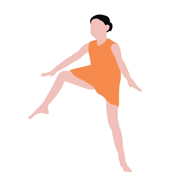 Векторный Изолированный Ребенок Плоском Стиле Танцы Девушек — стоковый вектор