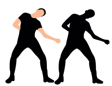 Vektör çizimi, dans eden bir adamın silüeti.