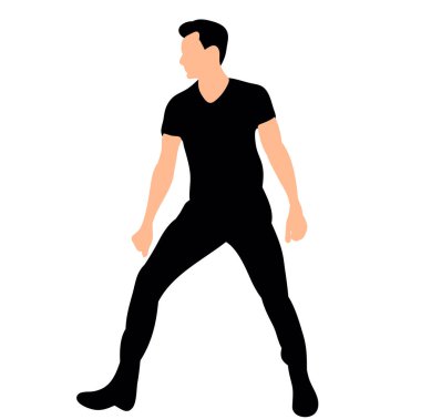 Dans eden bir adamın tasviri, vektör silueti