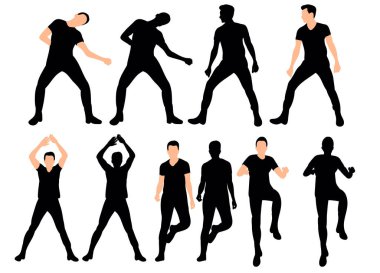 Güzel dans eden bir adamın silüeti, koleksiyon.