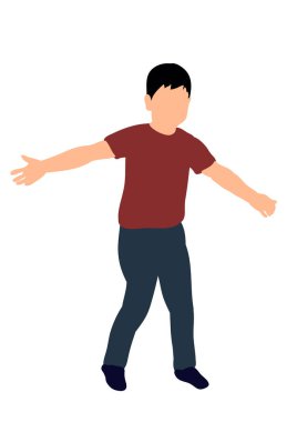 Küçük çocuk ayakta duruyor, renkli siluet çocuk, vektör illüstrasyonu