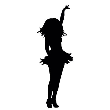 Dans eden bir kızın vektör silueti.