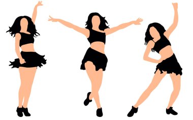 Vektör, illüstrasyon, dansçı kızın silüeti, koleksiyon