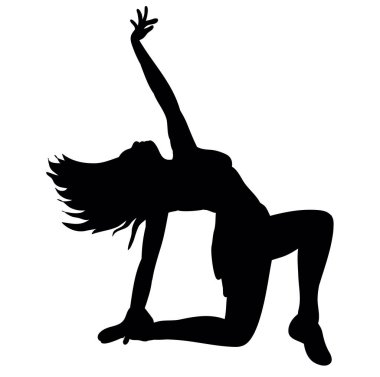 Vektör, illüstrasyon, dans eden seksi bir kızın silüeti