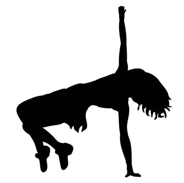 Dans eden seksi bir kızın silueti.