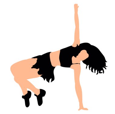 Dans eden bir kızın silueti, vektör çizimi,