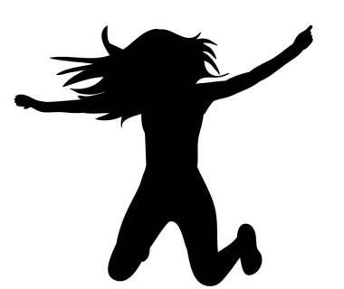 Vektör, illüstrasyon, dans eden seksi bir kızın silüeti