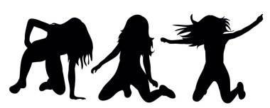 Dans eden seksi kızın silueti, set.