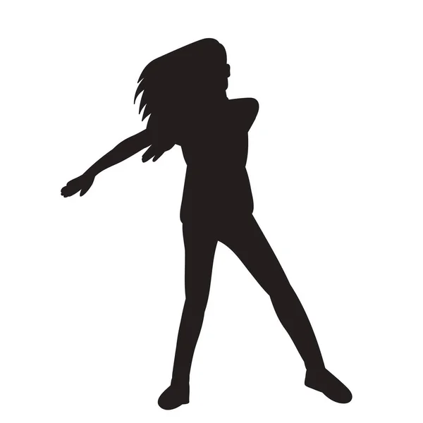 Vector Aislado Silueta Una Chica Bailando Danza Icono — Vector de stock