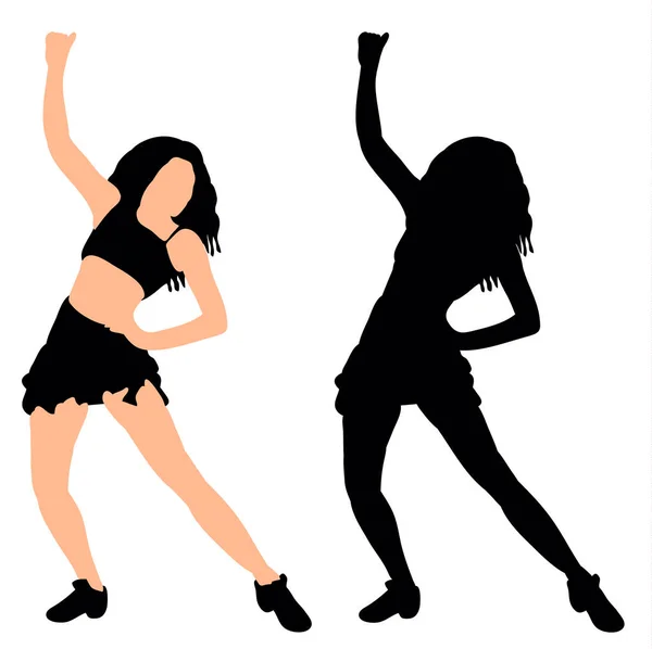 Silhouette Eines Tanzenden Mädchens — Stockvektor