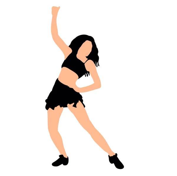 Güzel Dans Eden Bir Kızın Silueti Vektör Çizimi — Stok Vektör
