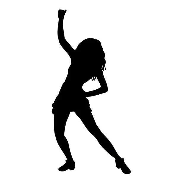 Silhouette Eines Tanzenden Mädchens — Stockvektor