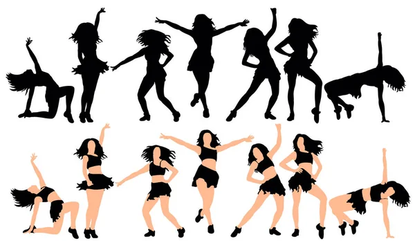 Vecteur Ilustration Silhouette Une Fille Sexy Dansant Grande Collection — Image vectorielle