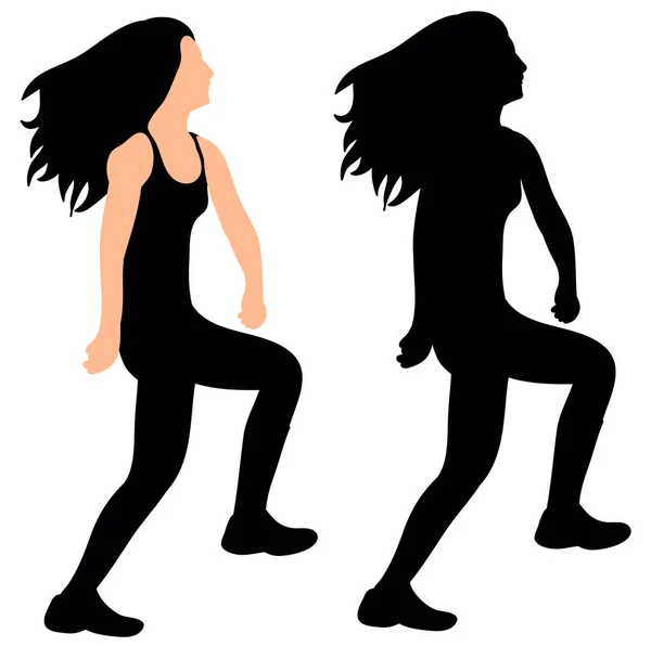 Silhouette Fille Danse Danse — Image vectorielle