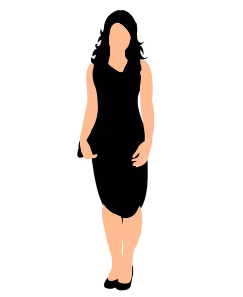 Silhouette Fille Robe Illustration Vectorielle — Image vectorielle