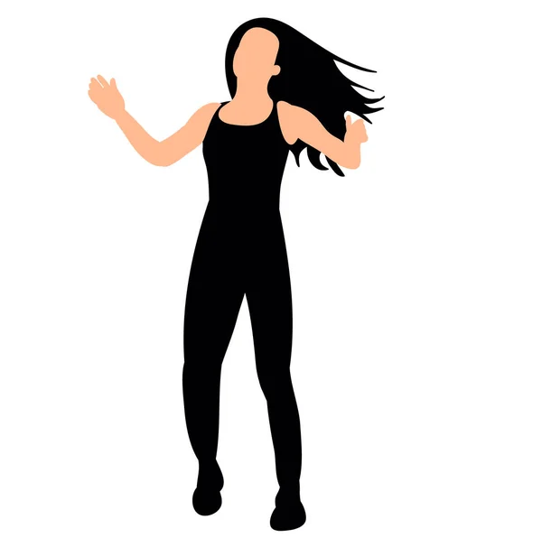 Silhouette Eines Tanzenden Mädchens Vektor — Stockvektor