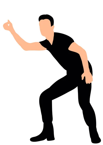 Vector Silhouette Guy Dancing — Stock Vector