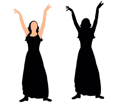 Kız dans eden siluet vektörü