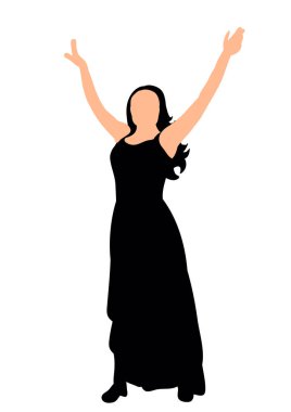 Güzel dans eden bir kızın silueti Dans vektörü çizimi