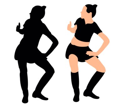 vektör, siluet kız dansı