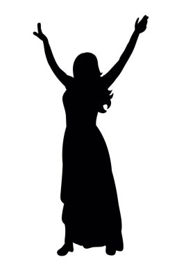 Partide dans eden bir kızın vektörü, silueti.