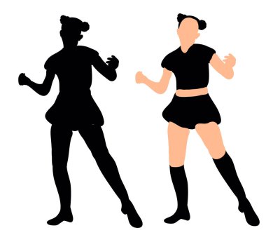 Dans eden kız siluet parti vektörü, illüstrasyon