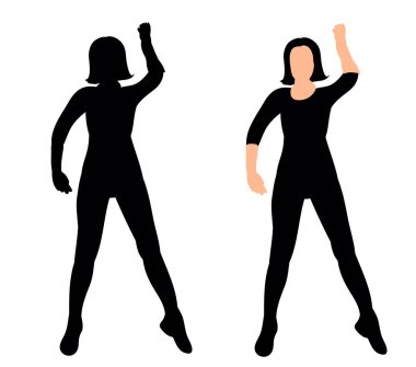 Siluet kız dans vektör çizimi