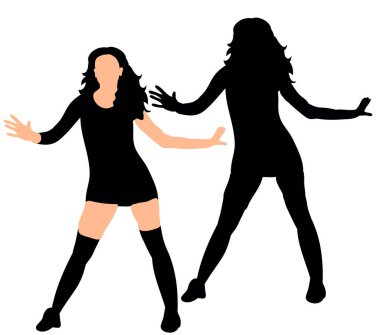 Güzel dans eden bir kızın silueti vektör çizimi