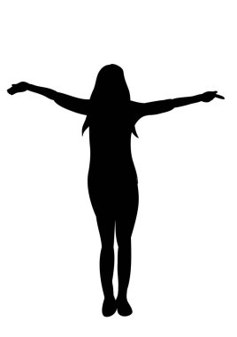 Güzel dans eden bir kızın silueti vektör çizimi