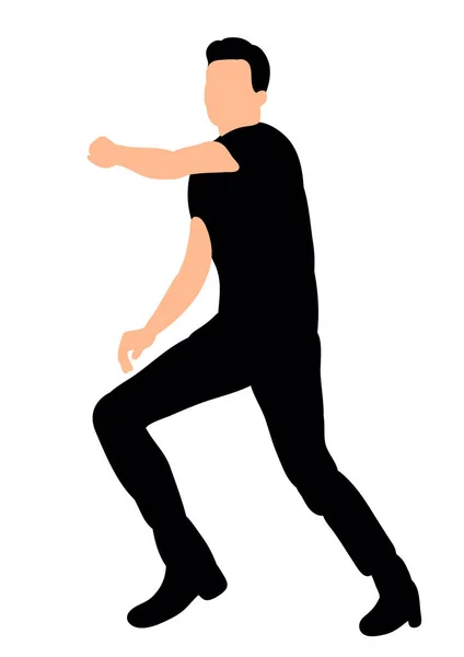 Vector Silhouette Man Dancing — Stock Vector