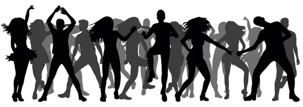 Vektor Illustration Silhouette Tanzender Menschen Volkstanz Disco — Stockvektor