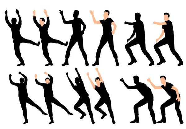 Vecteur Collection Danse Homme Silhouette — Image vectorielle