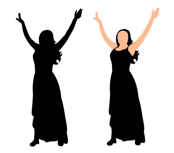 Вектор Иллюстрация Силуэт Девушки Танцующей Вечеринке — стоковый вектор