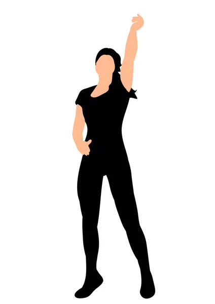 Illustratie Vectorsilhouet Van Meisje Dansen — Stockvector