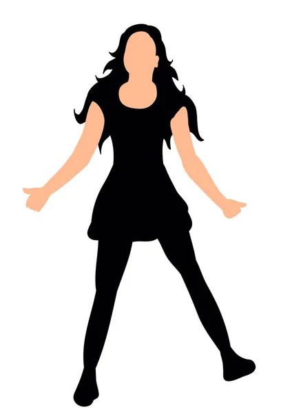 Silueta Vectorial Niña Bailando — Vector de stock